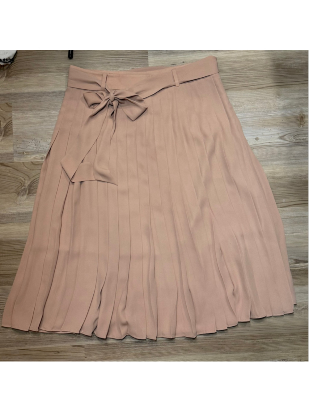 Women's Ann Taylor Pleated Midi Skirt with Tie Waist, dusty rose